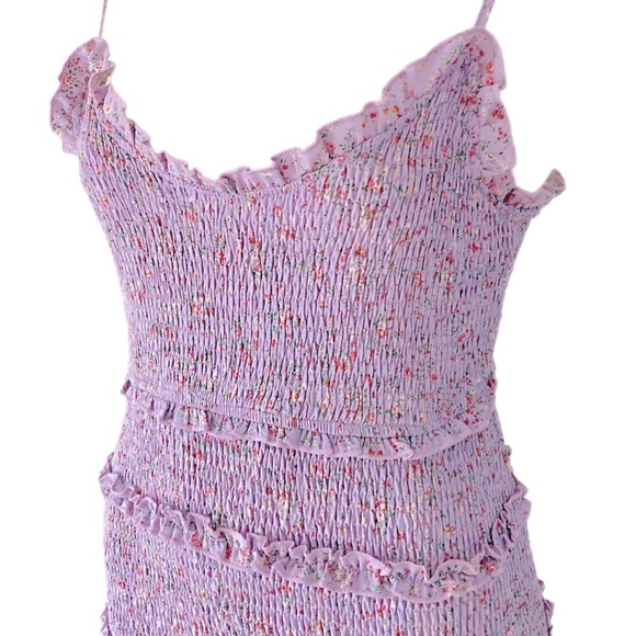 MINX & MOSS mauve purple floral bodycon Dress Ruffles - Picture 2 of 8